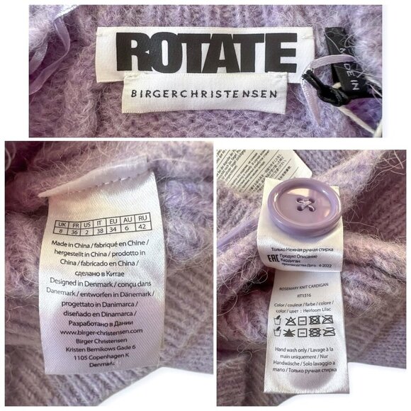 ROTATE BIRGER CHRISTENSEN Rosemary Wool Cardigan With Buttons‎ In Purple - Picture 5 of 16